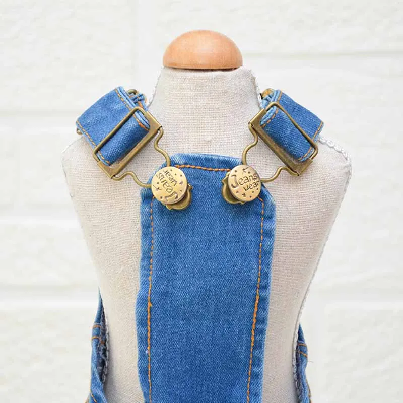 Джинсовый комбинезон для собак маленьких Одежда питомцев джинсовый костюм