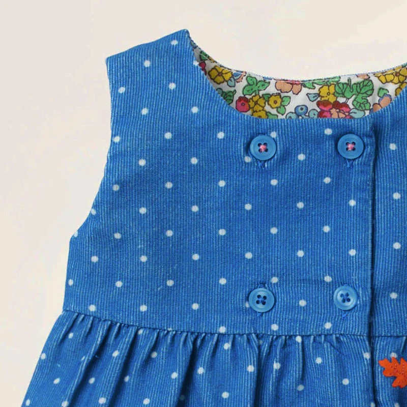 Little maven 2022 Baby Girls Summer Dress Lovely Rabbit Blue Sleeveless Clothes Cotton Comfort for Kids 2 to 7 years | Детская одежда и