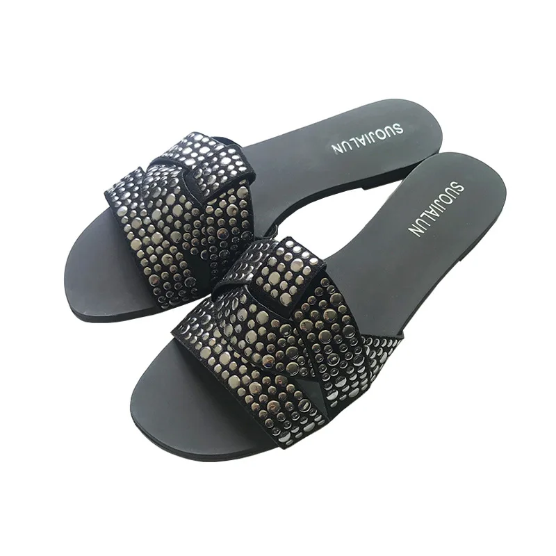 

2021 Popular European and American Flat Semi Slippers Versatile Lazybone Women's Shoes Street Slippers