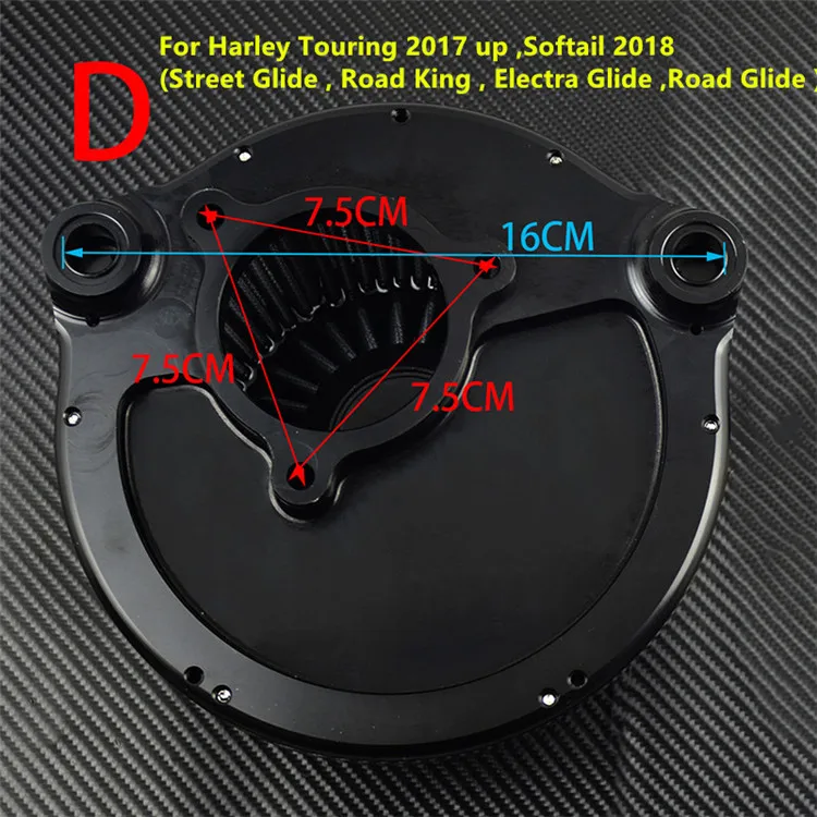 D Мотоцикл с ЧПУ ремесла воздухоочиститель Впускной фильтр для Harley Softail CV Carb Sportster Touring Dyna Touring модель на заказ - Цвет: D