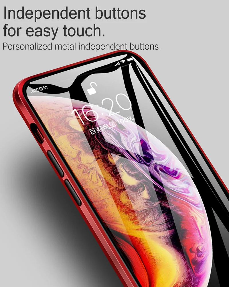 VZD металлический чехол с магнитной адсорбцией для iphone x, xr, xs, max6 Plus, задняя крышка из закаленного стекла на магните для iphone 7, 8 plus