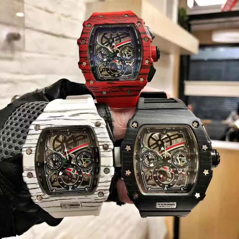 

Richard Men's Watches Chronograph Sports Unique Creative Analog Calendar Silicone Strap Wristwatches For Men