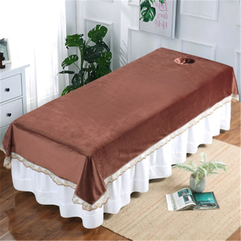 

High-Grade Crystal Velvet Bed Sheet For Beauty Salon Special Thick Warmth Massage Bed Sheet With Hole