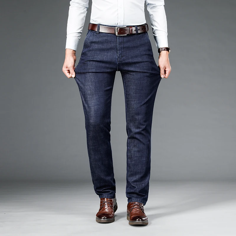 Мужской джинсовый костюм толстые повседневные брюки новинка осень-зима