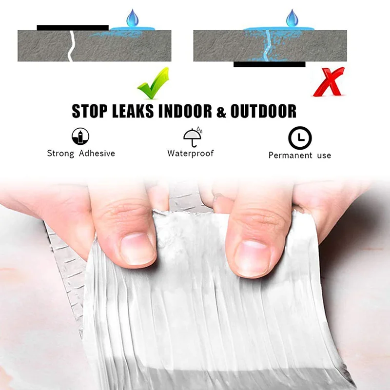 

10m Quality High Temperature Resistance Waterproof Tape Aluminum Foil Thicken ButylTape Wall Crack Roof Duct Repair AdhesiveTape