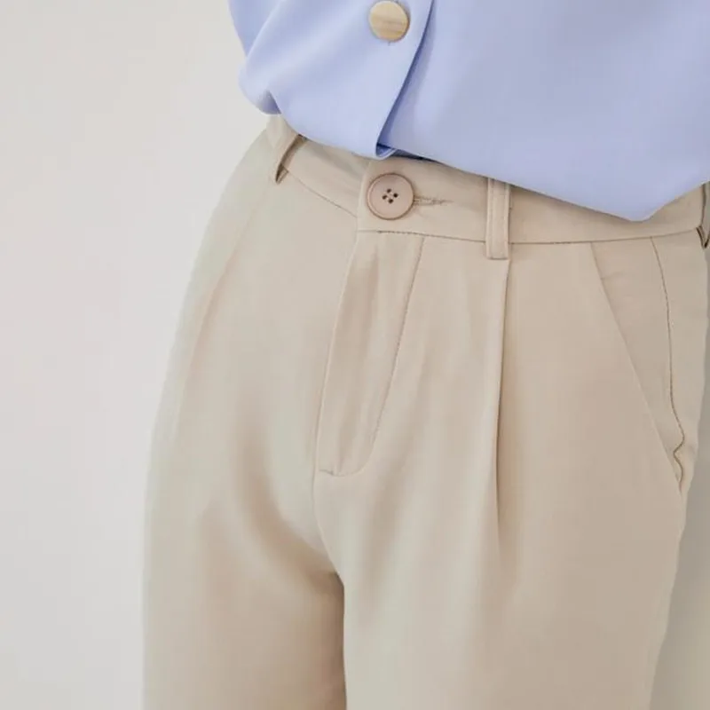 

HziriP Plus Size Casual High Waist Radish Harem Pants Women Bottoms 2020 New British Suit Pants Solid Straight Loose Trousers