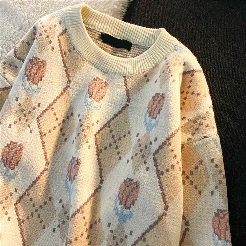 

Japanese Preppy Style O Neck Long Sleeve Sweaters Vintage Streetwear Harajuku Sweater Korean Chic Oversize Hir Color Jumper
