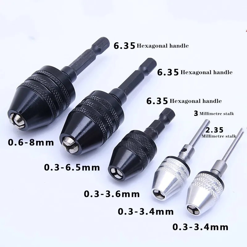 

Различные характеристики 3,6-0,6 мм 8,0-1/4 мм БЕСКЛЮЧЕВОЙ патрон для дрели отвертки ударный адаптер для дрели с хвостовиком 1/4 "черный