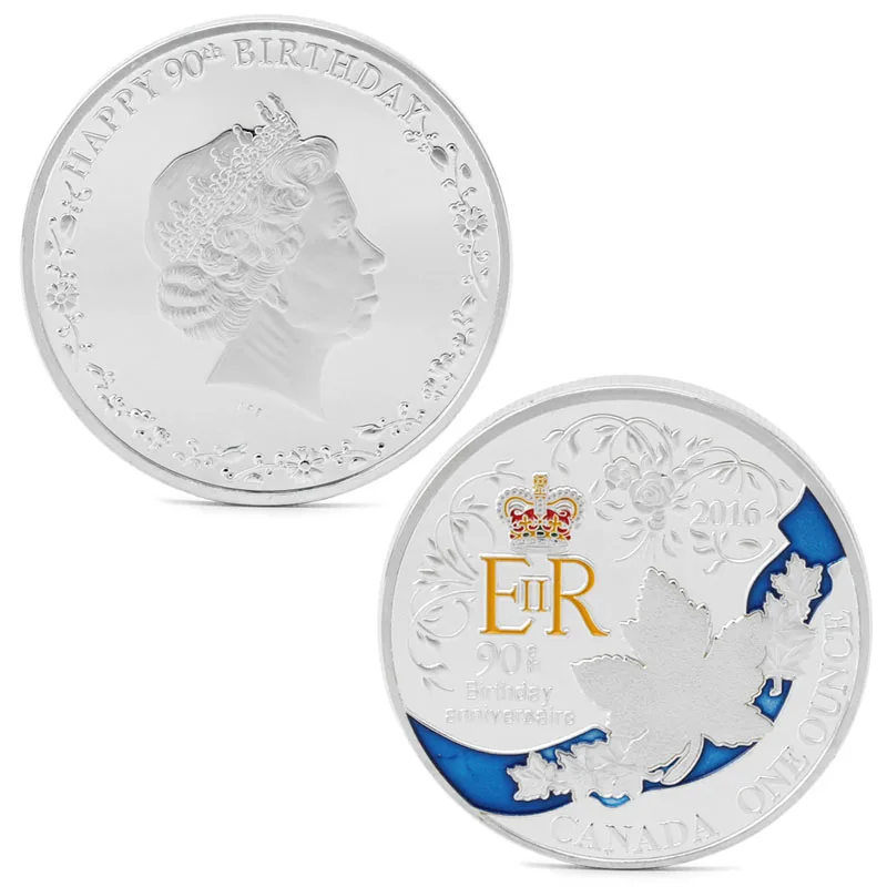 Монеты королевы 90 й день рождения посеребренные памятные монеты Коллекционная