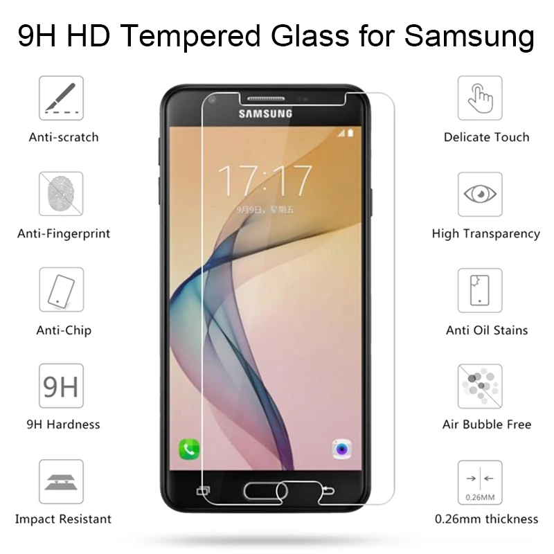 9H HD закаленное защитное стекло для Samsung J7 2017 J5 2016 J3 2015 Защита экрана Galaxy Grand Prime Pro |