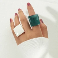 2021 trend korea white green rings set for women finger jewelry acrylic resin travel rings vintage fashion girls birthday gifts