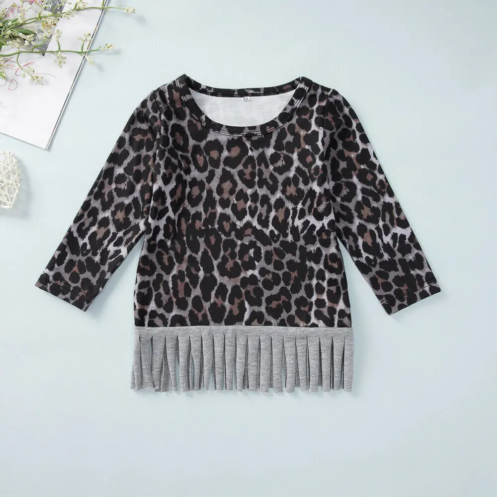 Комплект одежды из 2 предметов для маленьких девочек Футболка с леопардовым