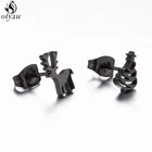 Черные серьги-гвоздики в стиле панк из нержавеющей стали в виде оленя, рождественские ассиметричные украшения для женщин, детей, маленькие снежинки, уши, рождественские подарки