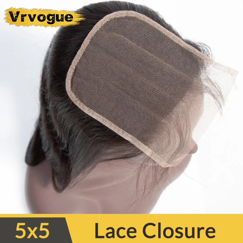 Vrvogue тело синтетические волосы волнистые 5x5 кружева Закрытие индийские Remy