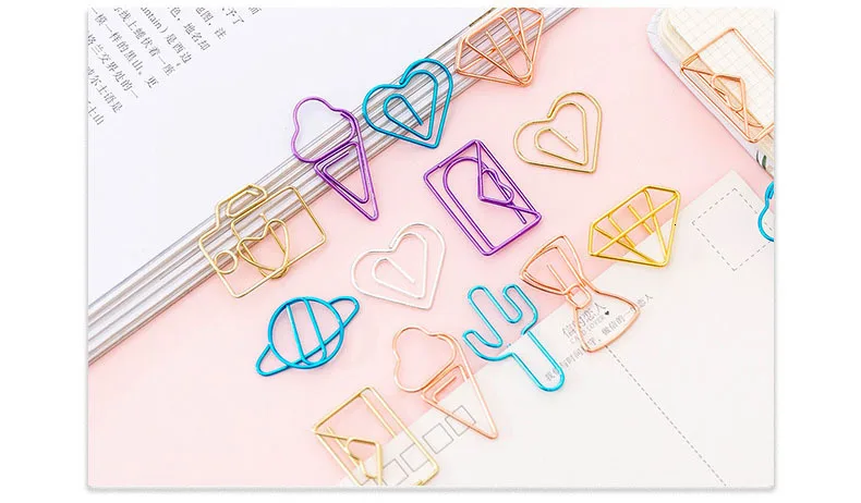 10 piezas de dibujos animados de lytww color caramelo creativo Metal oficina escuela suministros lindo papel Clips regalo