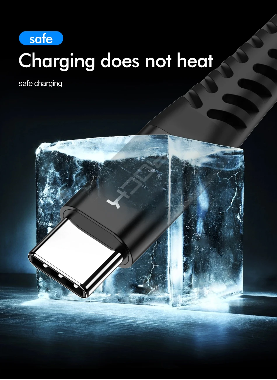 ROCK QC3.0 usb type-C кабель для Xiaomi Redmi K20 Pro 3A Быстрая зарядка usb type-C дата-Устройства Мобильный телефон быстрое зарядное устройство кабель