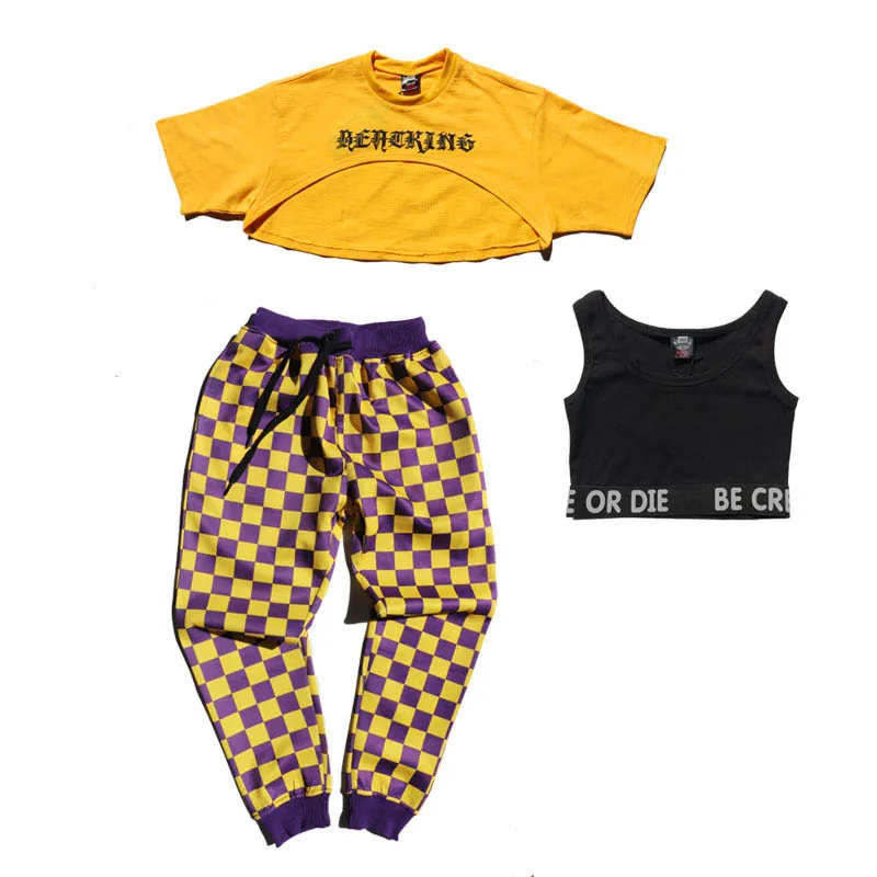 Детский костюм для джазовых танцев одежда девочек в стиле хип хоп сцены топы и