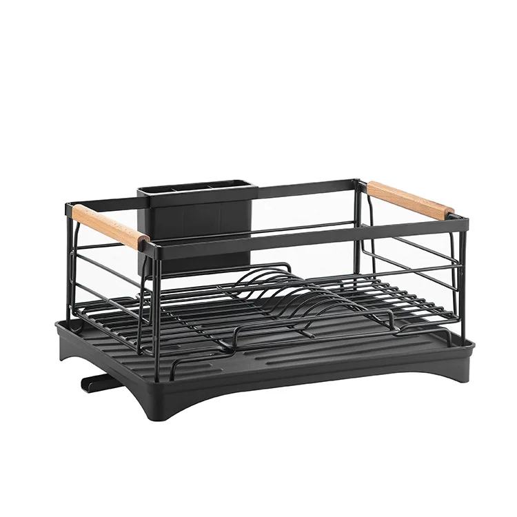 

stainless steel beech plate rack sink drain shelf steel wood combination to remove the storage bowl rack kitchen storage