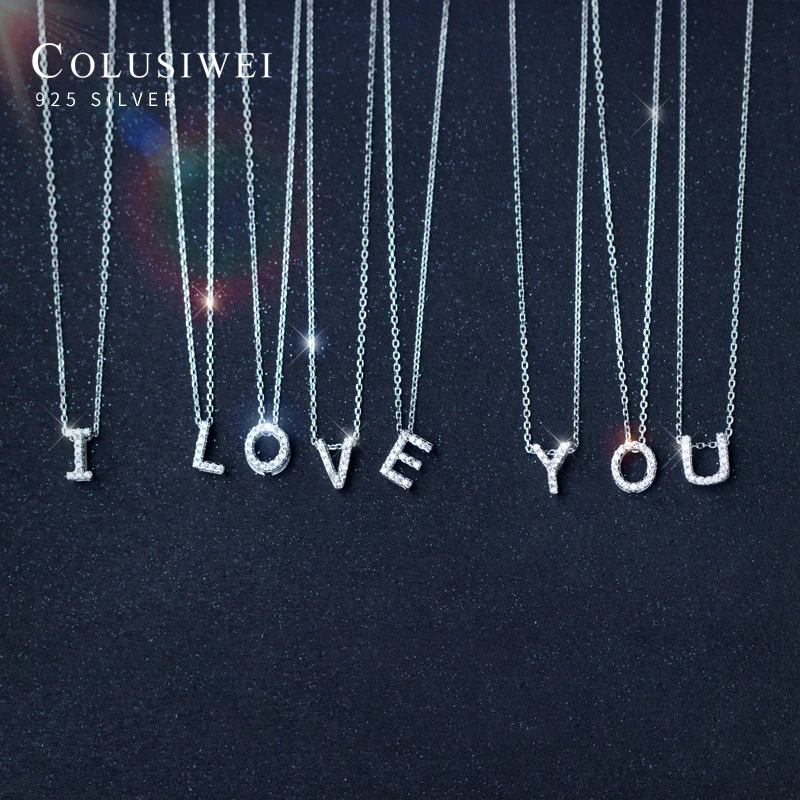 Элитный бренд Новый 26 ожерелье с буквами кулон Настоящее 925 стерлингового