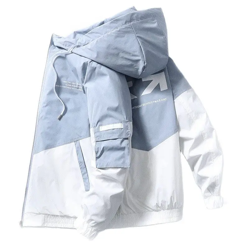 

Men's Spring and Autumn New Jackets High Street Trendy Printing Cargo Coat Stitching Color Windproof Pilot Jacket Male