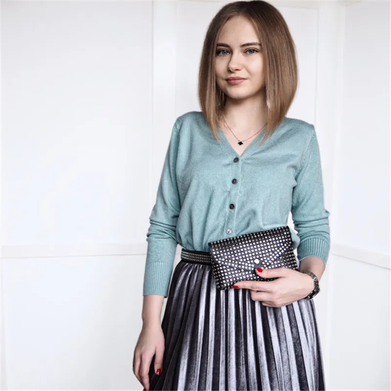 GCAROL женский кардиган из 30% шерсти с v-образным вырезом Осень-зима минималистичный OL короткий вязаный жакет элегантный стретч-трикотаж S-2XL