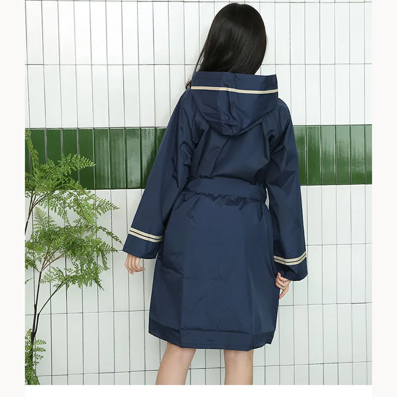 Новинка 2019 куртка дождевик из ПВХ для женщин синяя с капюшоном модный одного