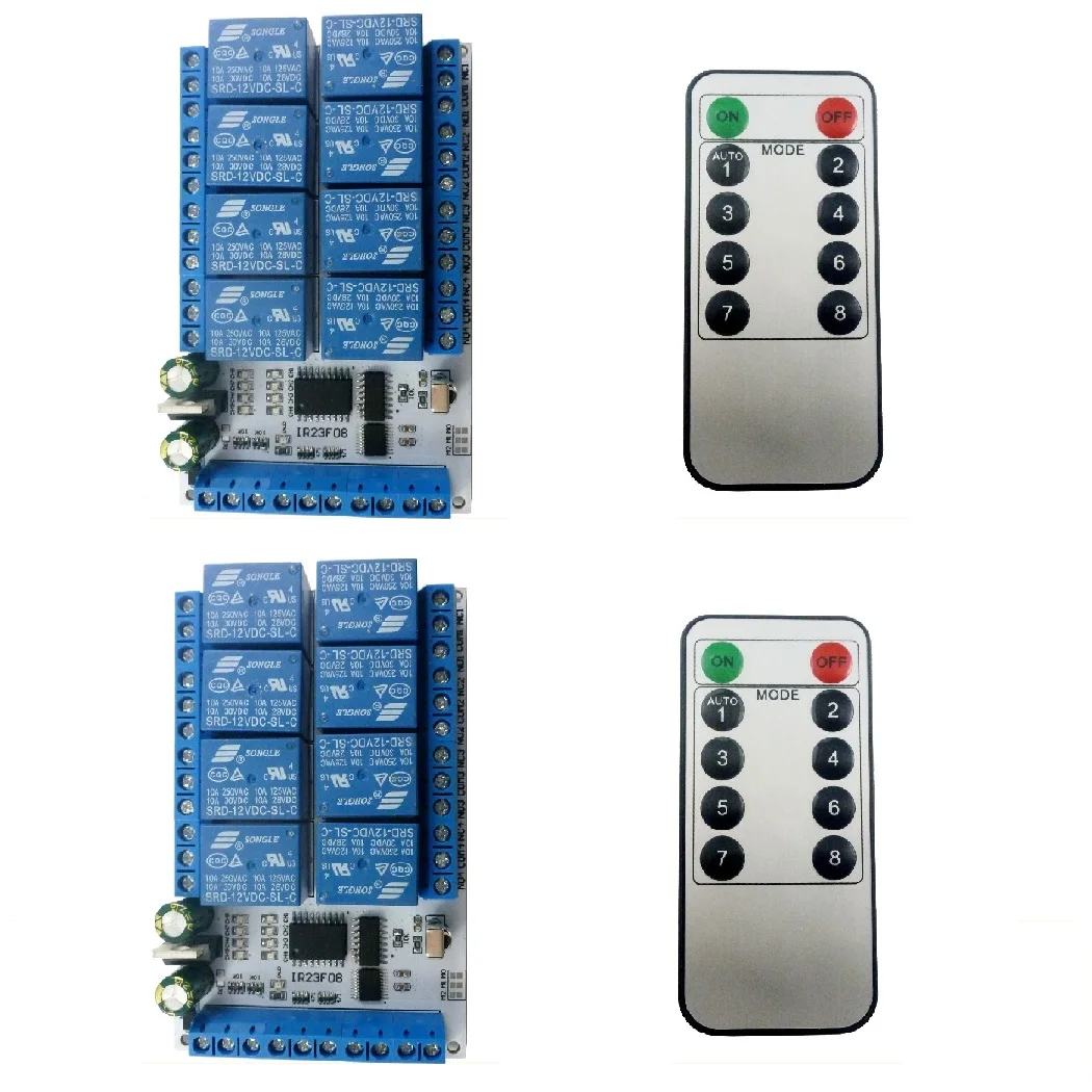 

2 Pcs DC 5V 12V 8CH Multi-function IR Infrared Control Switch Module Timer Delay Self-locking Inter-locking Relay