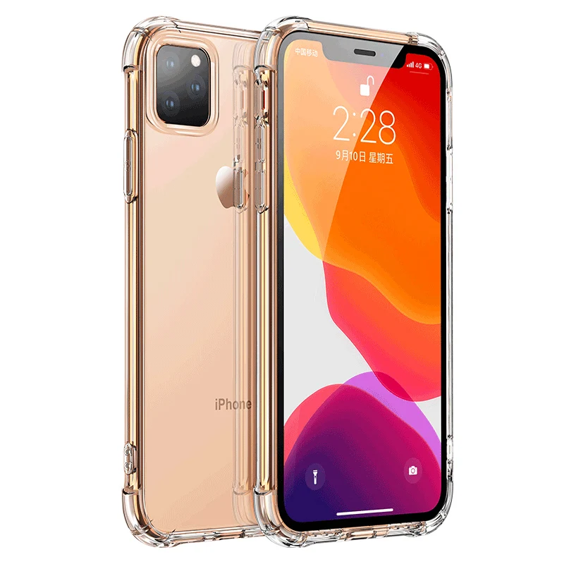 Transparent Protection Case For iPhone 11 Pro X XS Max Four Corner Strengthen Silicon Clear Cover pro max 7 8 Plus |