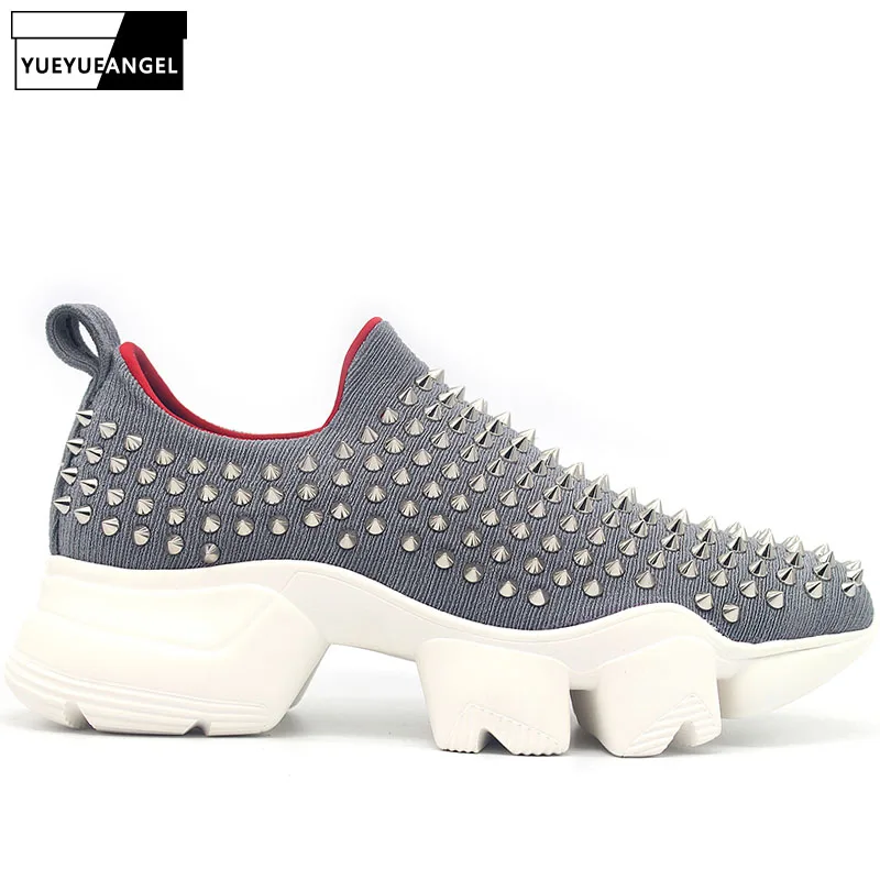 Туфли мужские с заклепками низкие кроссовки повседневная обувь лоферы без