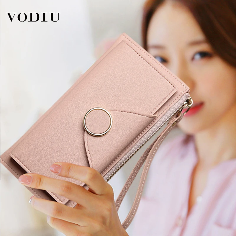 Women Wallets Female Leather Purse 2019 Fashion Brand Zipper Coin Wallet Cards Holder Ring Long Slim Purses Mobile Phone Bag | Багаж и