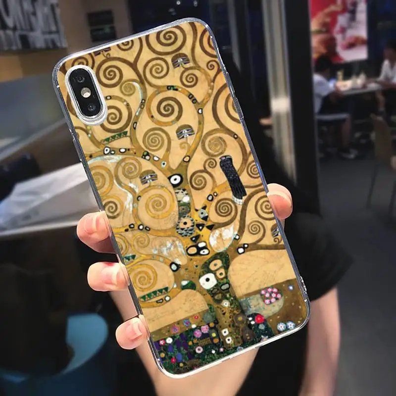 

Gustav Klimt Kiss retro painting Phone Cases Transparent soft For iphone 5 5s 5c se 6 6s 7 8 11 12 plus mini x xs xr pro max