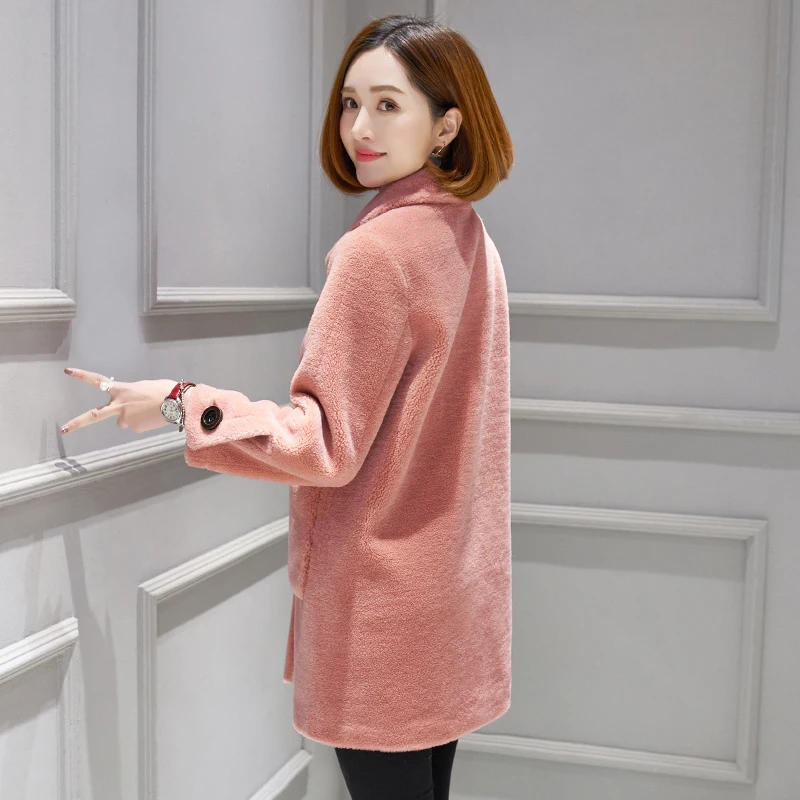 Женское шерстяное пальто из натурального меха овчины верхняя одежда для зимы 2020 |