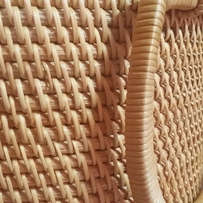 

Handmade Rattan Storage Basket Snack Fruit Vegetable Box with Cover for Sundries Jewelry Tea Ornaments Container Dustpan