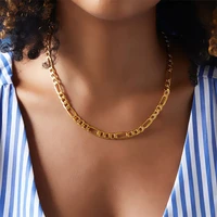 new stainless steel figaro chain necklace women men golden metal collar necklace joyer%c3%ada acero inoxidable mujer gift diy