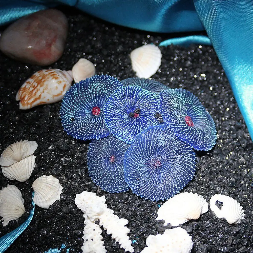 Искусственная Смола Синий Мягкий коралл морское растение орнамент Аквариум