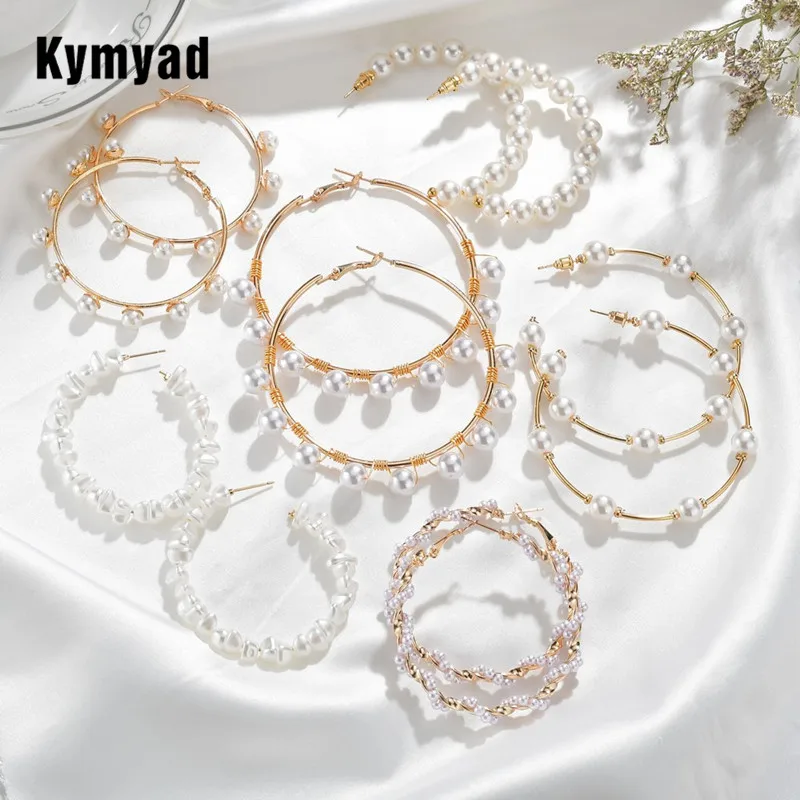 Kymyad золотые большие серьги кольца для женщин ювелирные изделия из