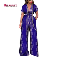 african style ladys clothes ankara print women rompers with belt dashiki loose jumpsuit plus size 6xl african clothes wy9146