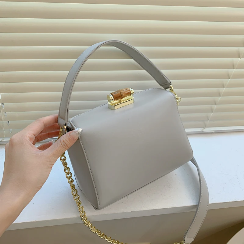 Бамбуковая декоративная маленькая сумка через плечо из искусственной кожи для