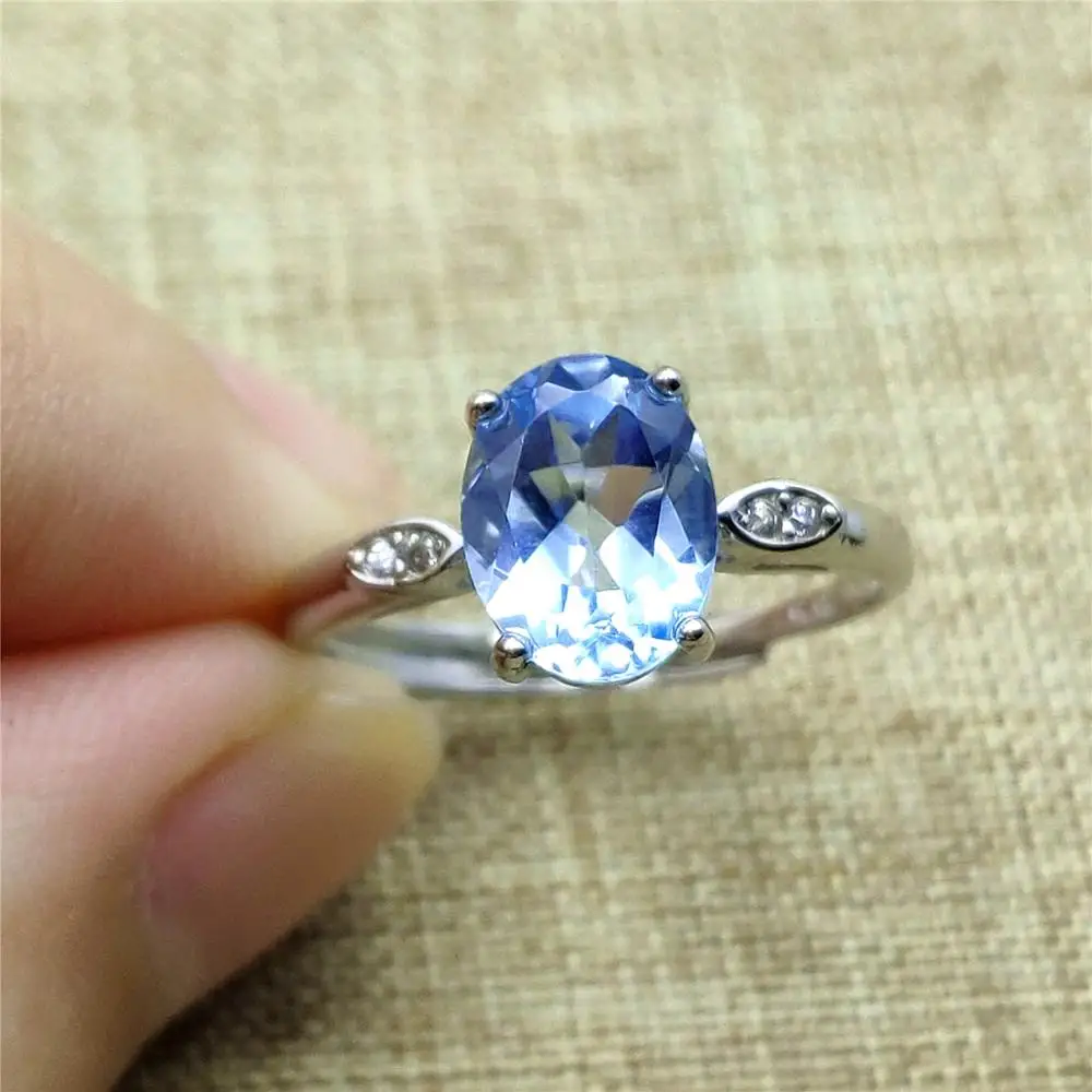 Подлинное кольцо с натуральным топазом и синим драгоценным камнем регулируемое
