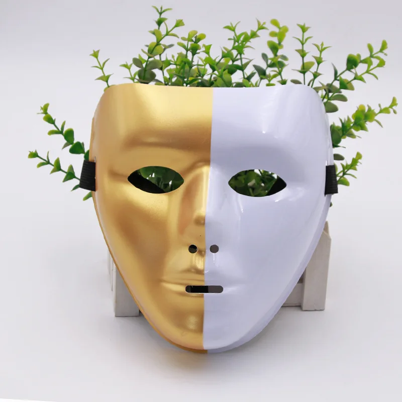

Ghost Street Dance Masquerade Hip-hop Party Mask Painted Halloween Mask Clown Grimace golden face halloween mask