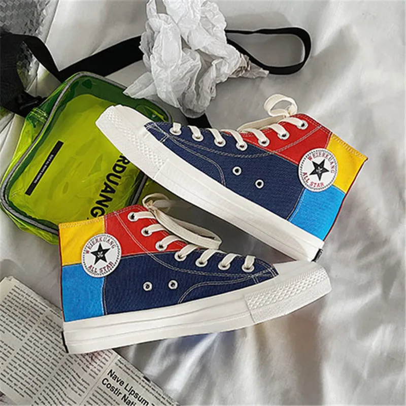 Модная парусиновая обувь с рисунком радуги кроссовки Мужские эспадрильи высокие