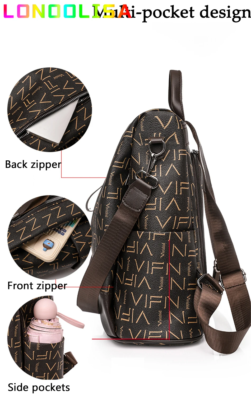 Роскошный женский рюкзак из мягкой кожи с защитой от кражи школьный ранец для