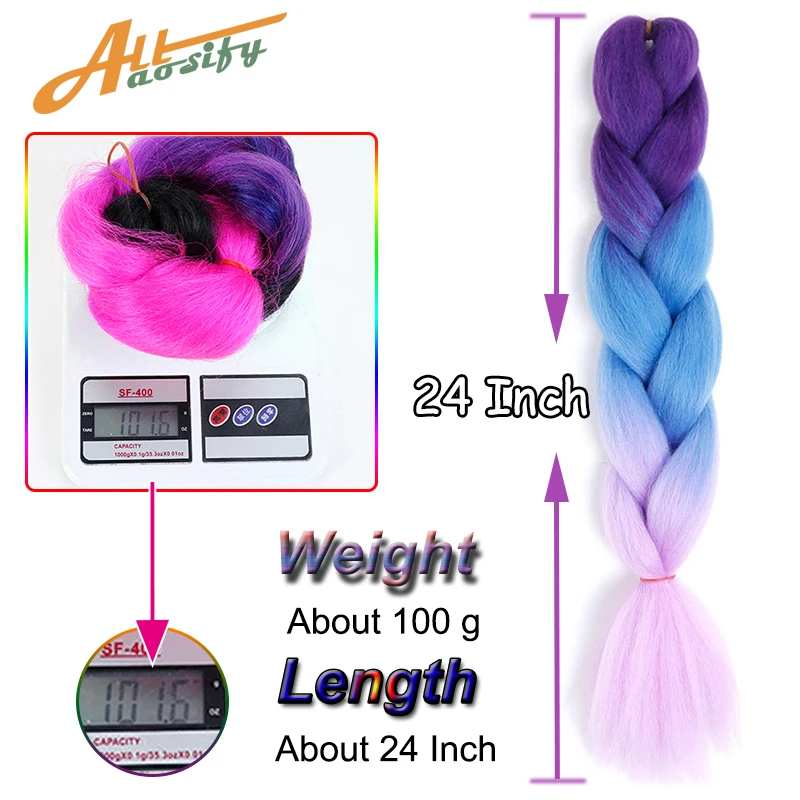 Allaosify 100 г 24 дюйма канекалон，каникалоны для волос，для волос，каникалоны волос，