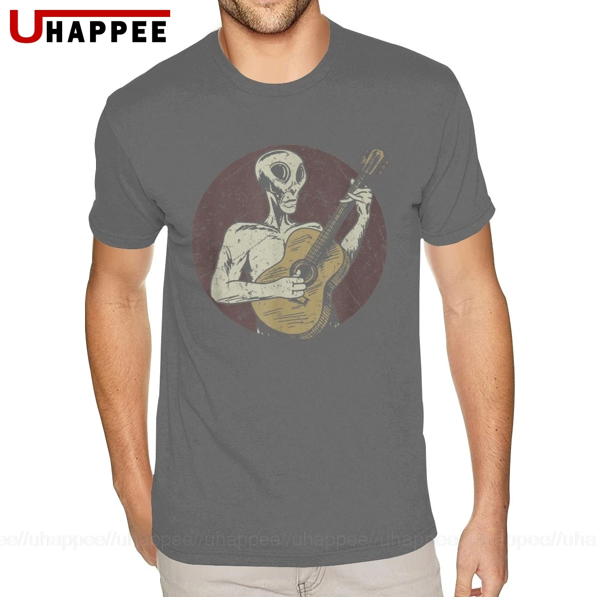 Свободные винтажные Стиль инопланетянина для гитаристов Футболка мужская
