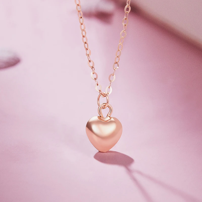 

Новое ожерелье из розового золота 18 карат, Женский Гладкий кулон в форме сердца