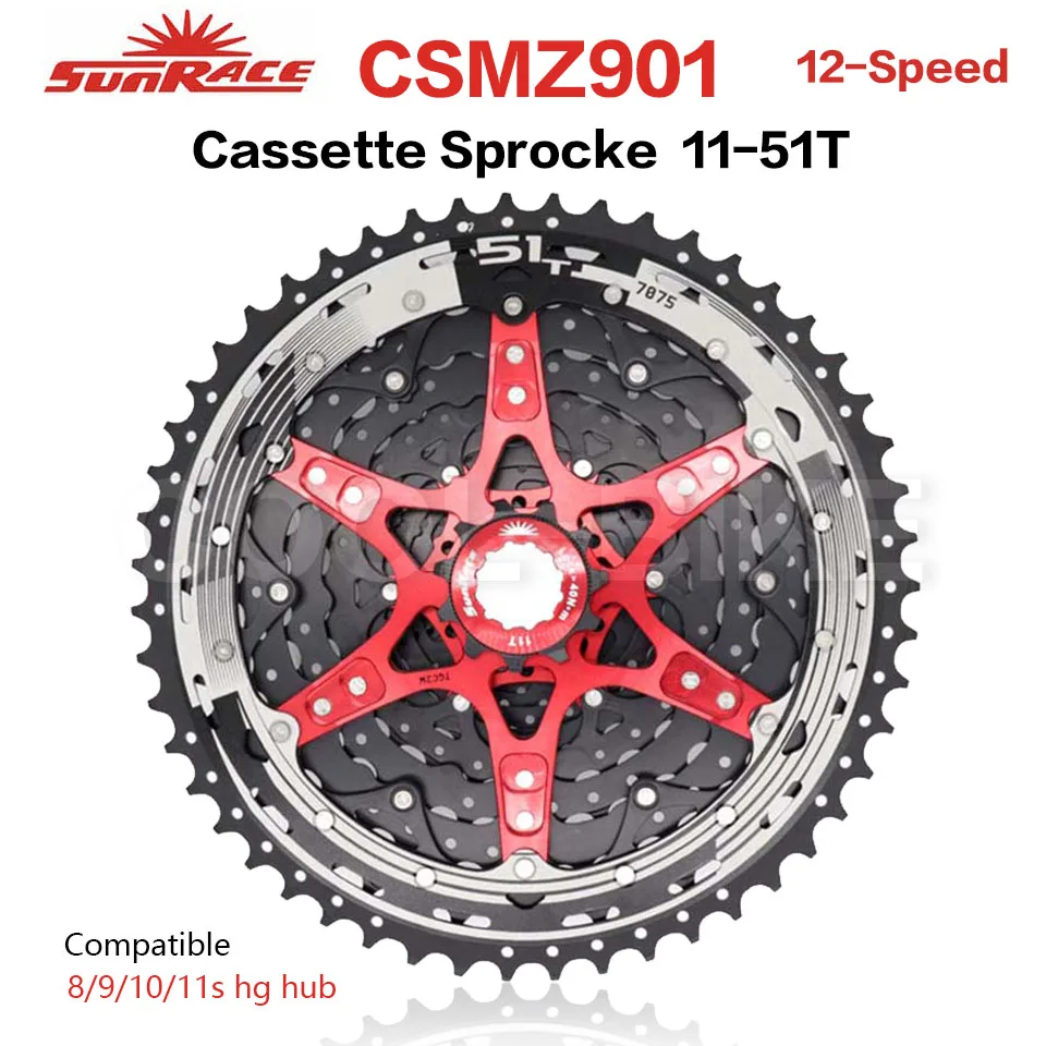 

SunRace CSMZ901 CSMZ903 freewheel 12 Speed 11-51T Mountain Bicycle cassette MTB Flywheel 12S Sprocket Compatible Shimano SRAM
