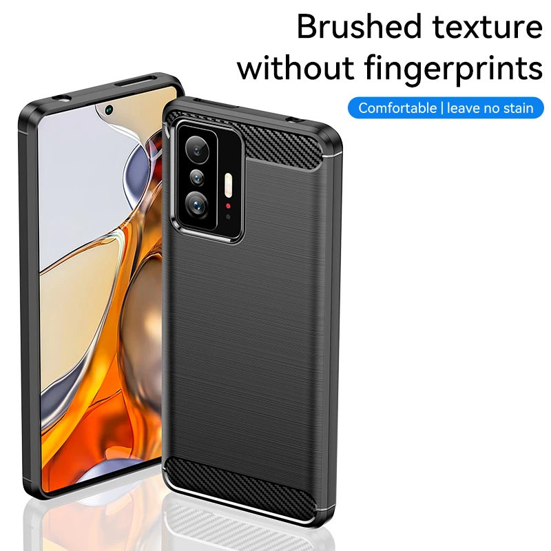 for xiaomi mi 11t pro case silicone carbon fiber soft rubber tpu matte cover for mi 11t pro cover rubber for xiaomi 11t pro case free global shipping