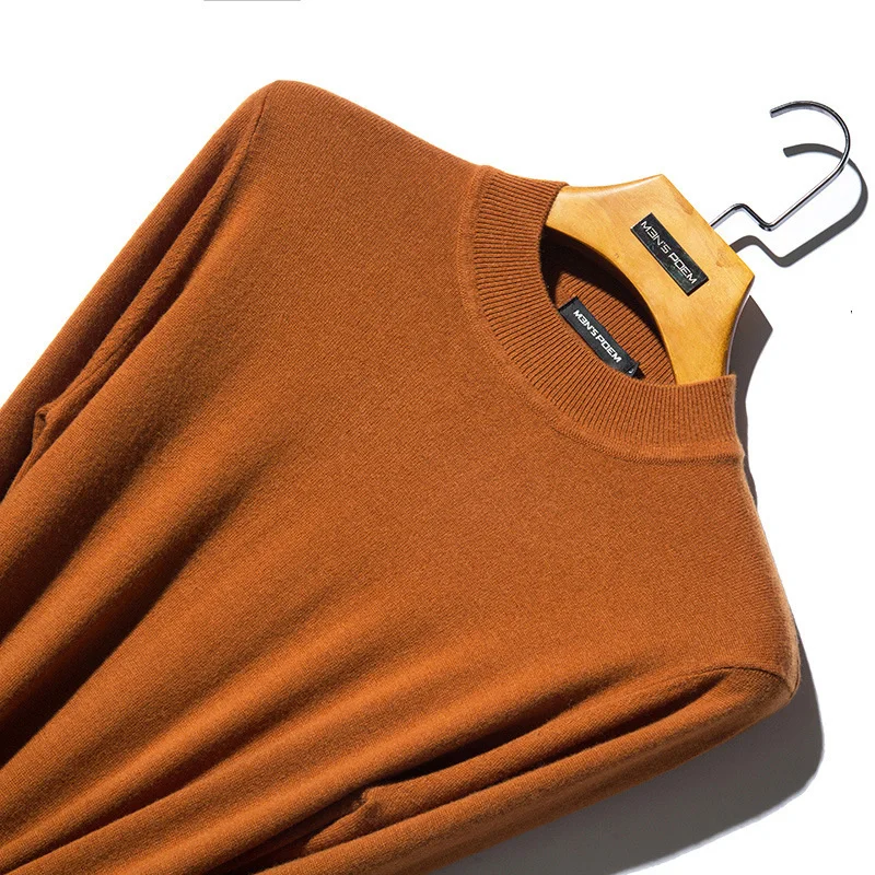 Мужской Повседневный свитер с высоким воротником теплый плотный деловой из 100%