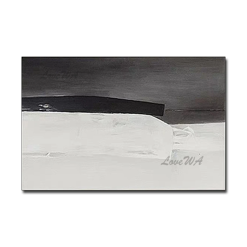 

Unframe Black White Abstract Painting 100% hand painted Art Oil Paintings Large new Design oil painting Artwork Free Shipping