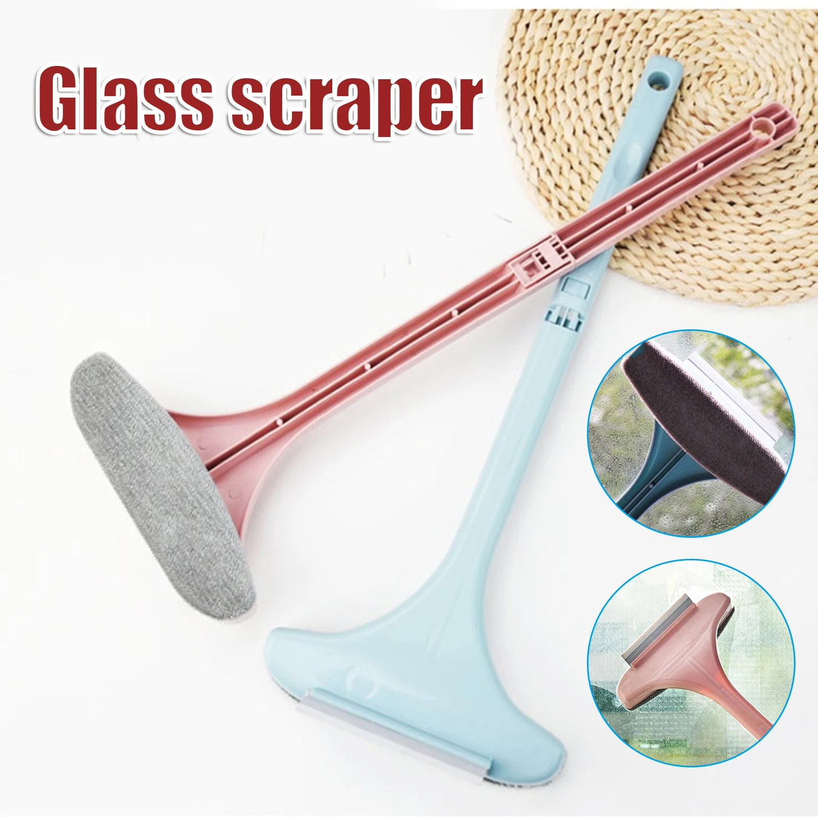 

Очиститель окон со скребком и фланелевой щеткой, многофункциональный инструмент для очистки стекол с отсоединяемой длинной ручкой